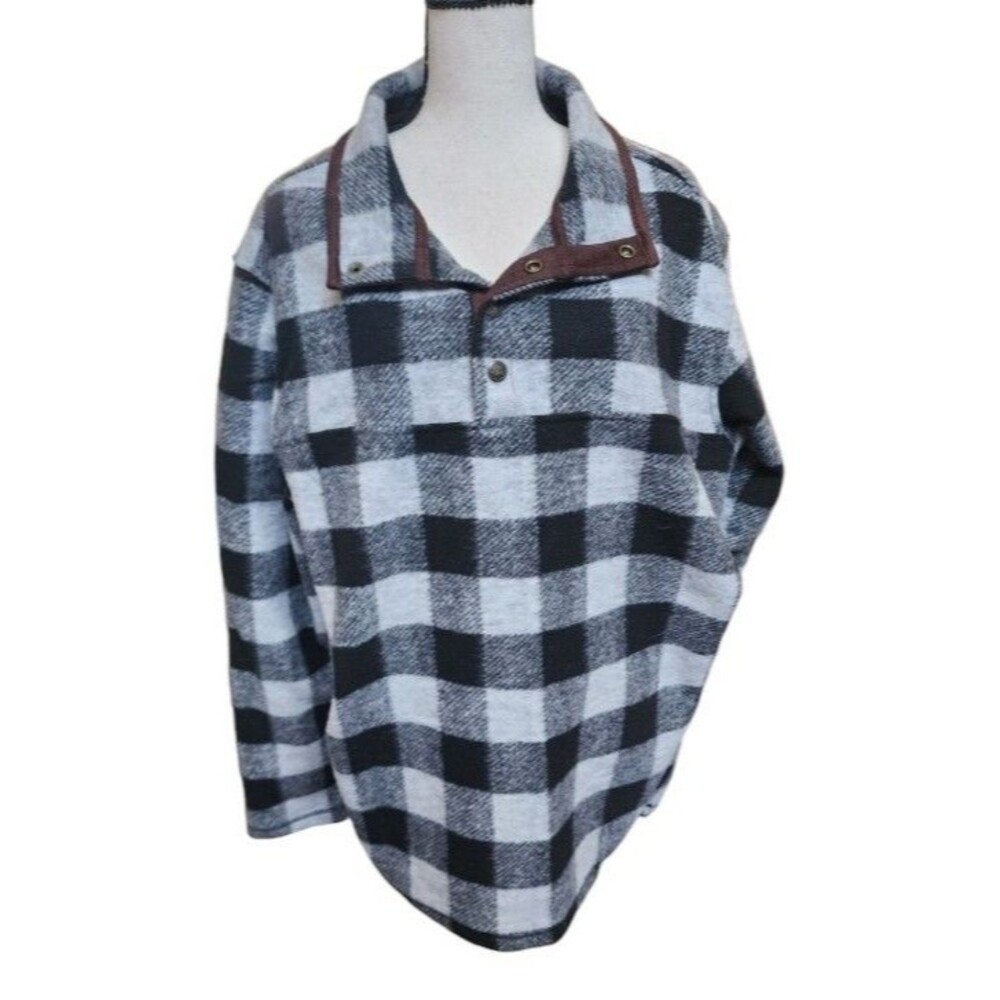 John Wayne Timeless Classic Buffalo Plaid Wooly Fleece Pullover Jacket Size XL